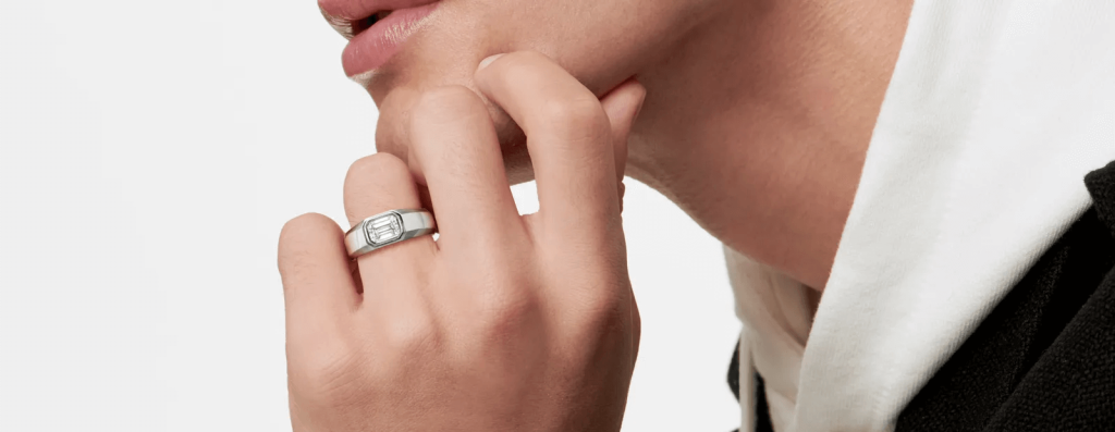Masculine design engagement ring